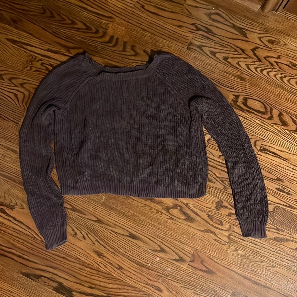 BP cropped sweater, dark purple. Size XS and knitted style.